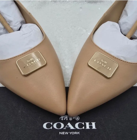 Coach Jillian Classic Slingback Closed Toe Low Heel Neutral Women's 9.5